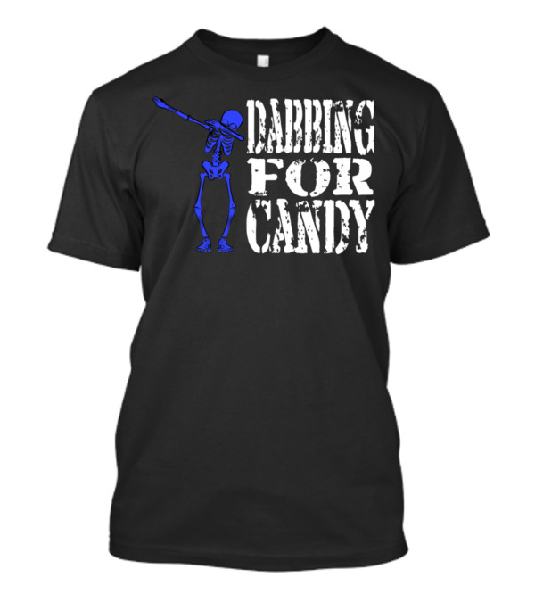 Dabbing For Candy Funny Halloween Blue Skeleton Trick Or Treat Candy Lover T-Shirt