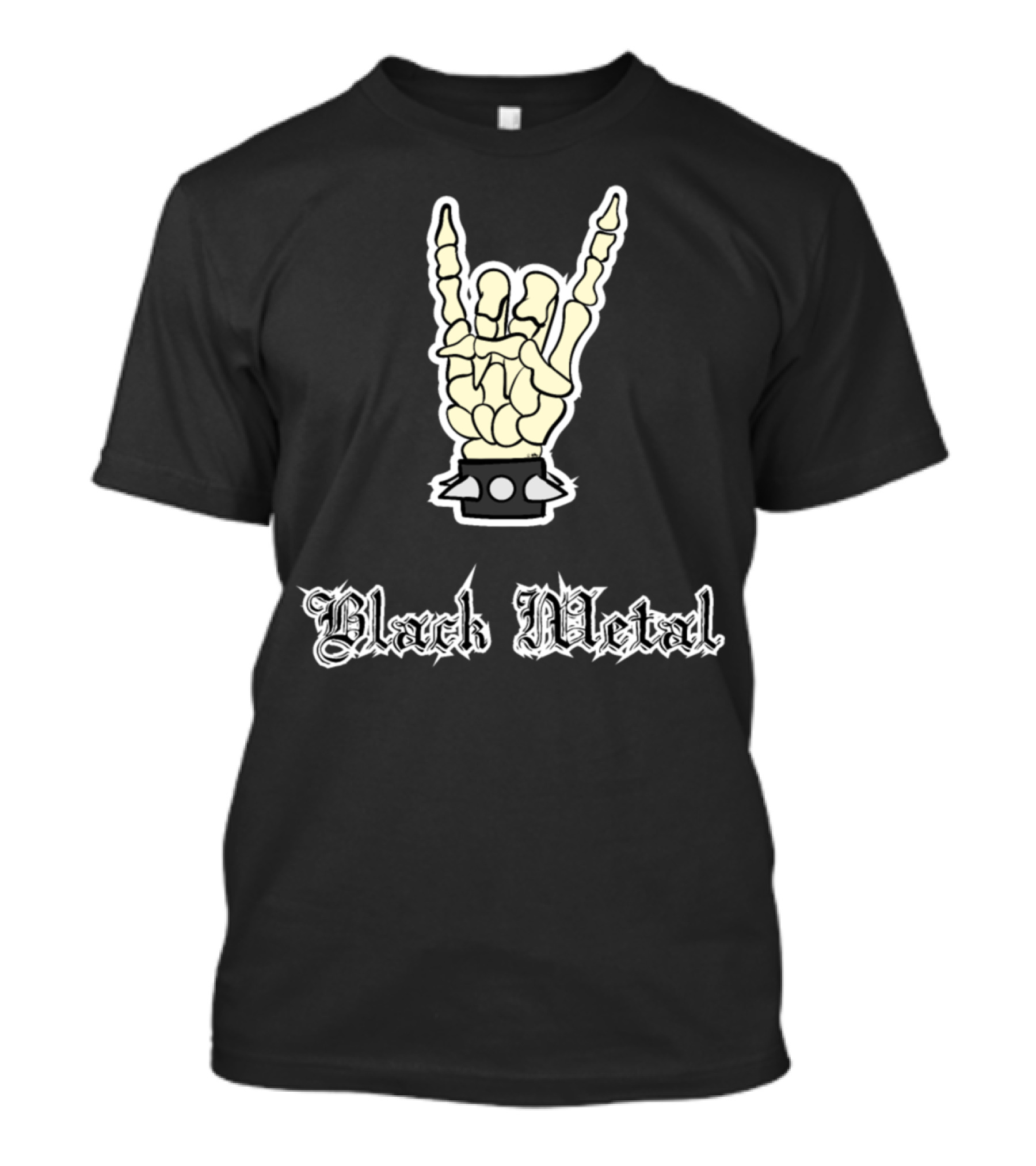 Black Metal Skeleton Rock Hand T-Shirt