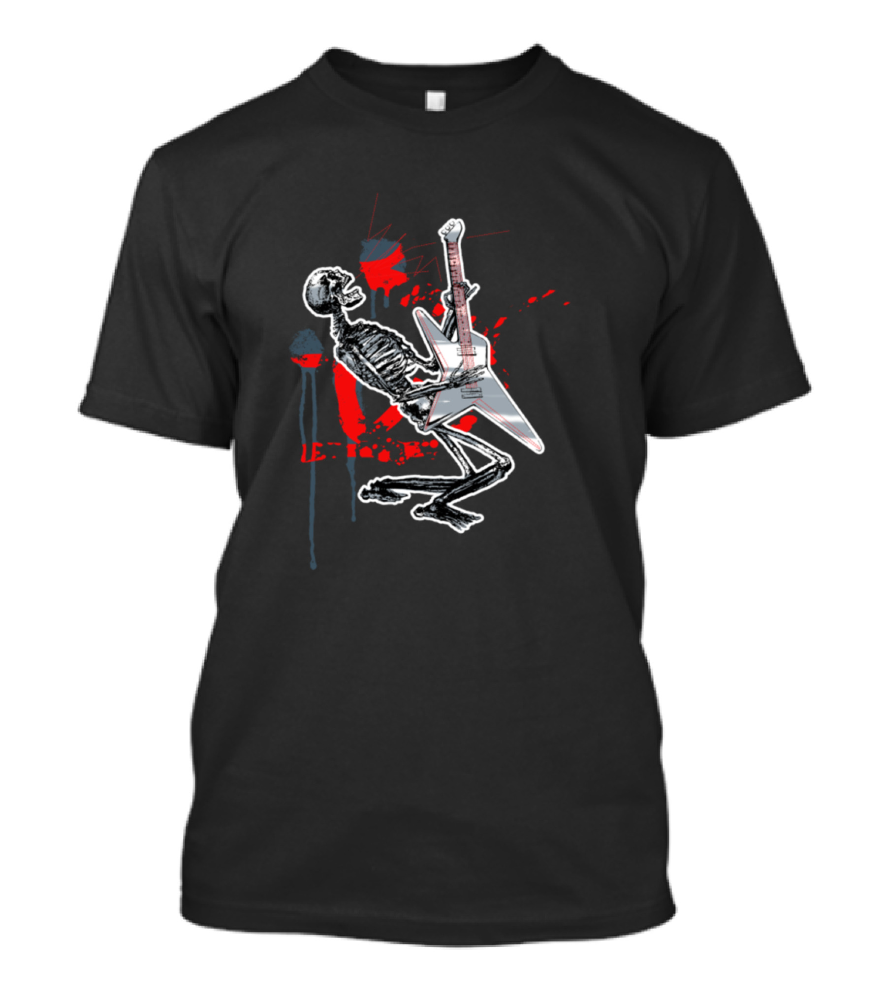 Guitar Playing Skeleton Electric Rock Pose T-Shirt