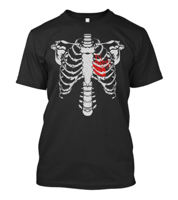 Skeleton Rib Cage Heart Romantic Love Nerd Geek Anatomy T-Shirt