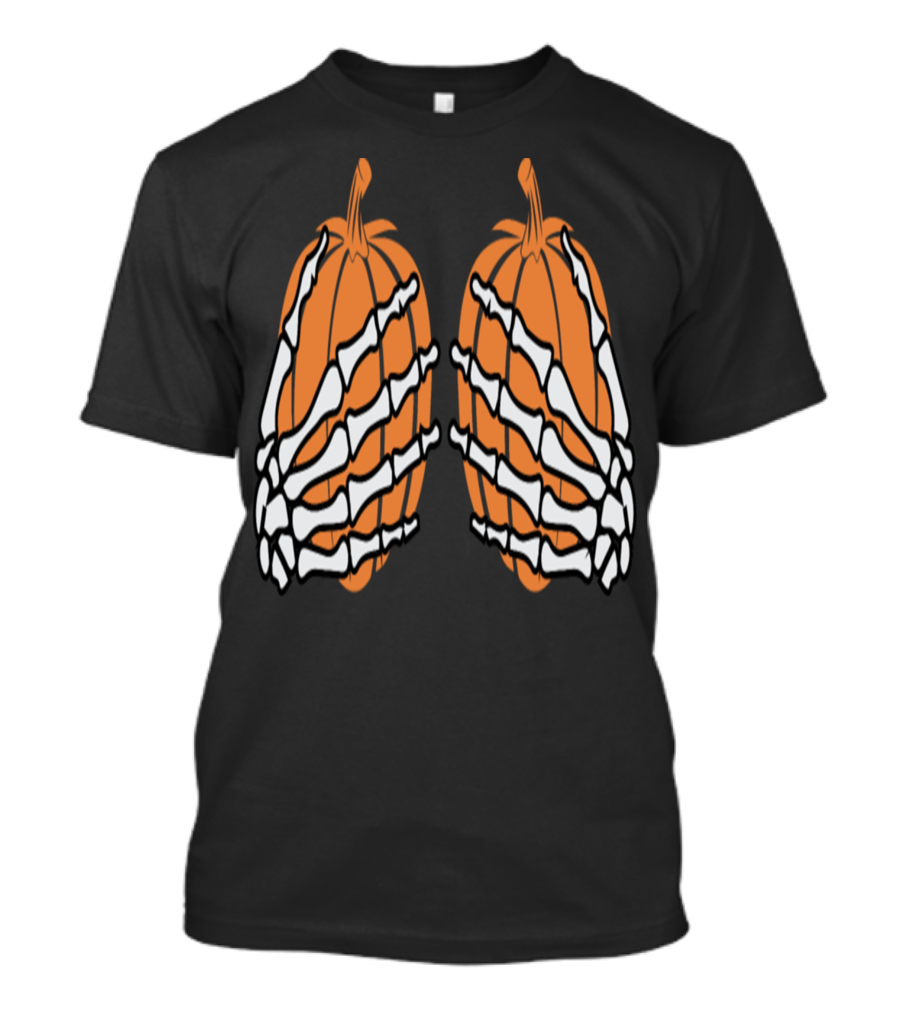 Skeleton Hands Grasping Pumpkins Halloween Party T-Shirt