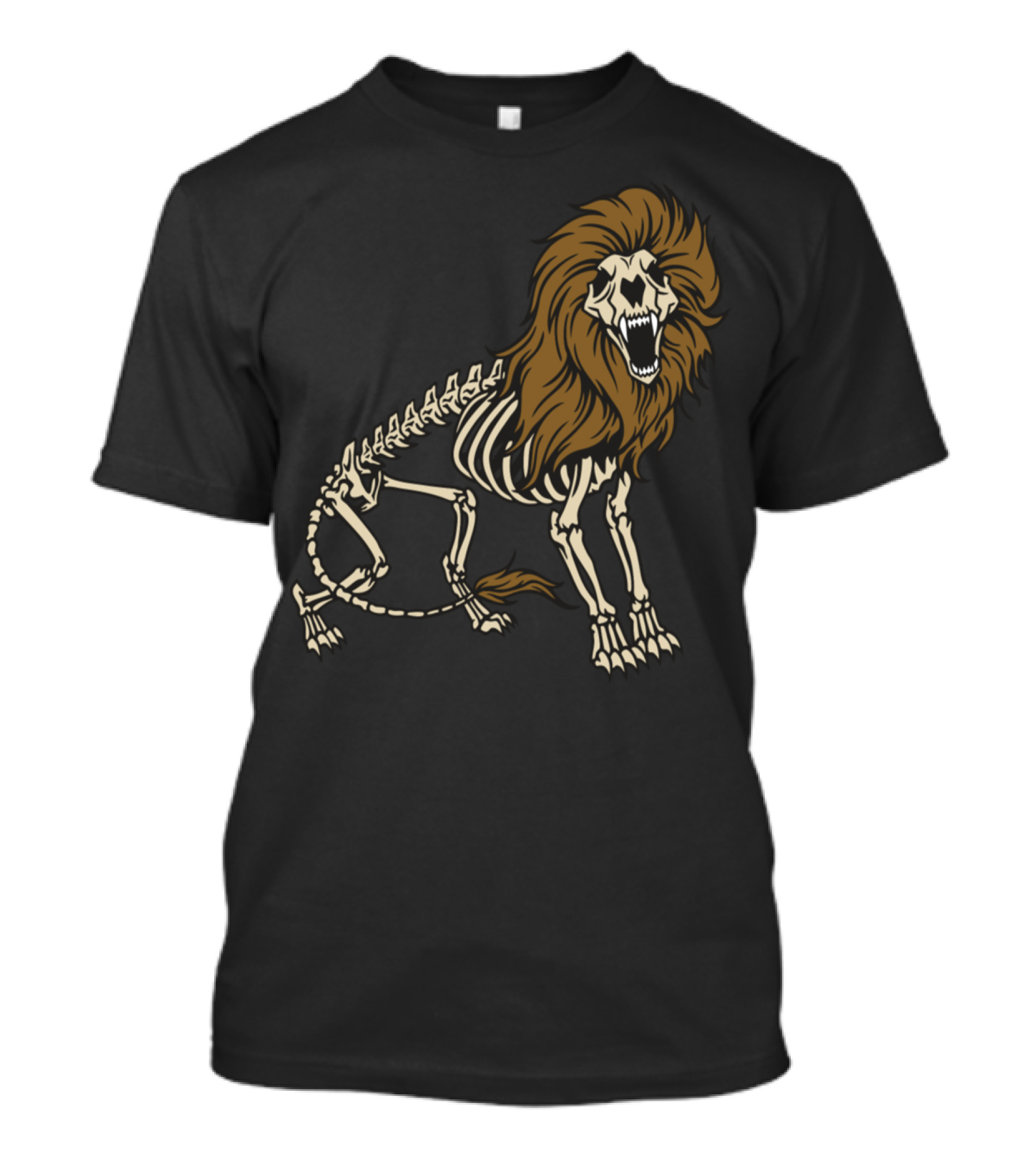 Lion Skeleton Roaring With Brown Mane T-Shirt