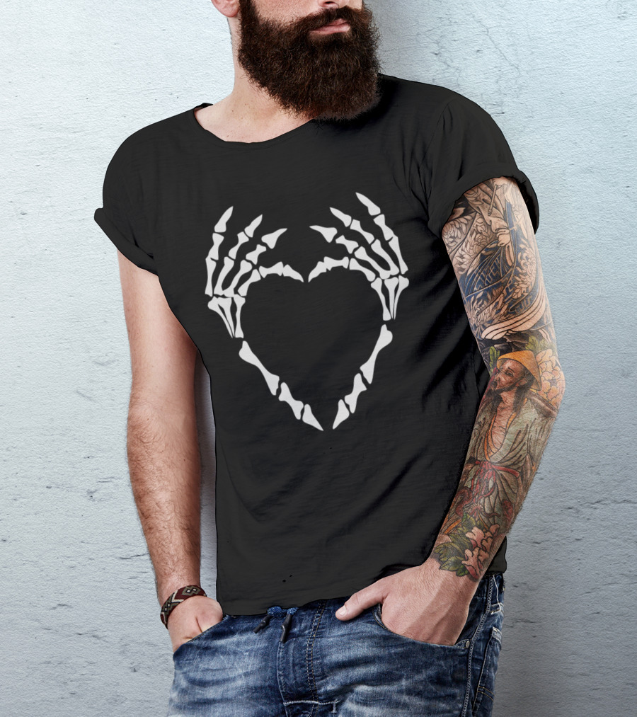 Skeleton Hand Heart Shape T-Shirt