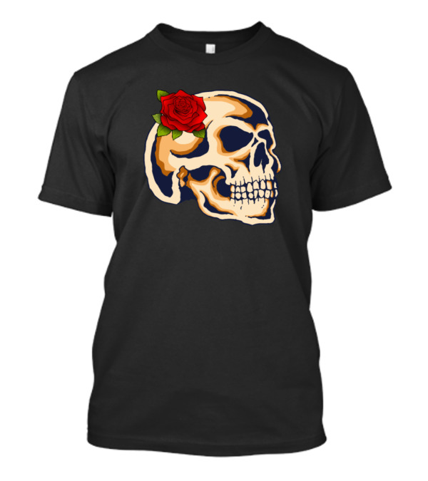 Skull Floral Rose Art Printed T-Shirt