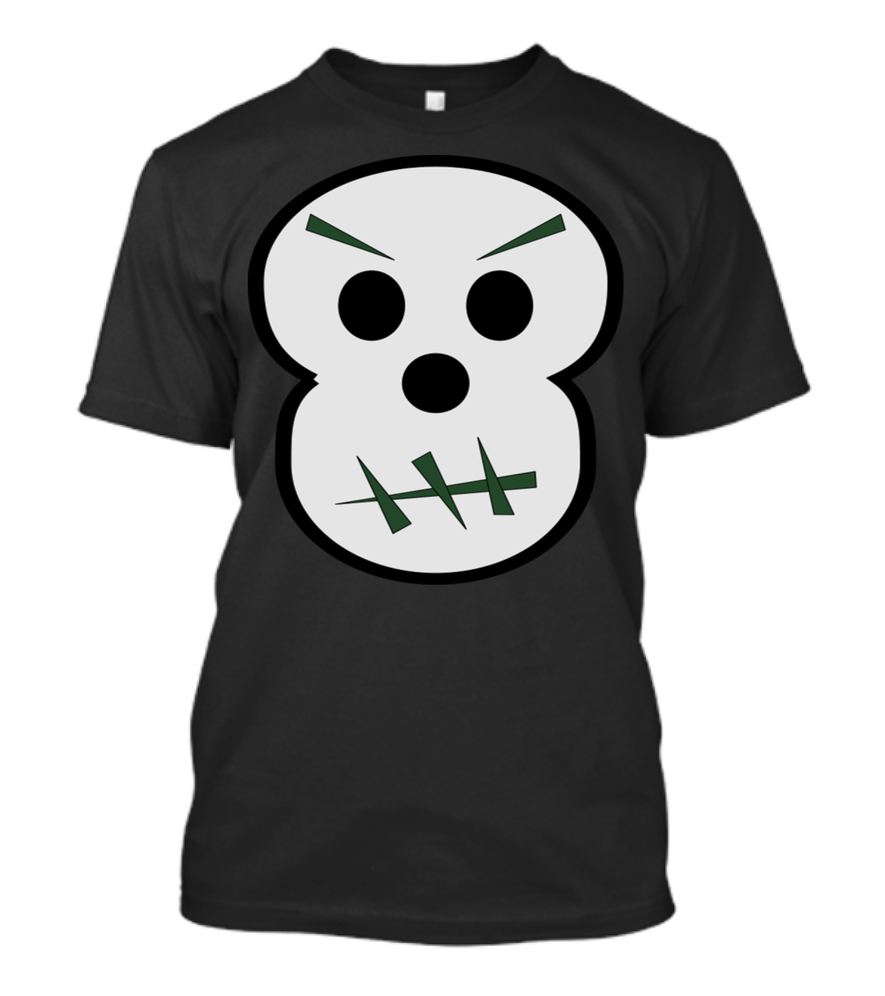 Angry Skull Expression With Stitched Mouth And Intense Eyes T-Shirt