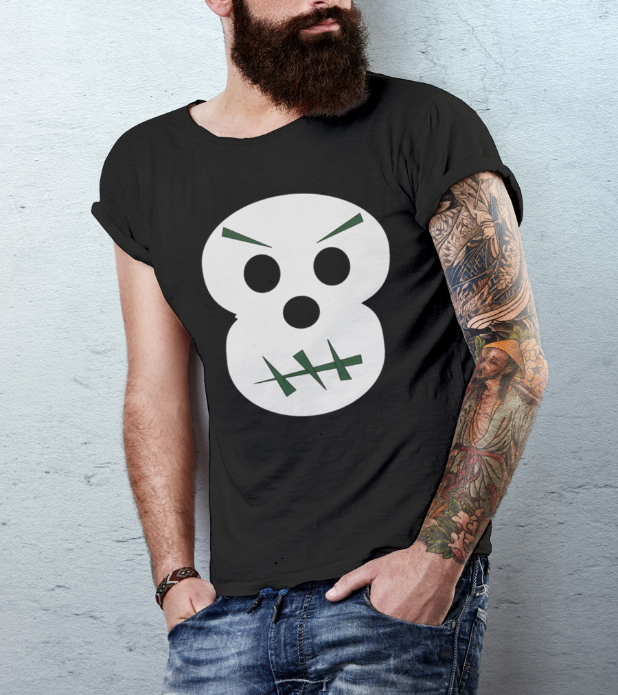 Angry Skull Expression With Stitched Mouth And Intense Eyes T-Shirt