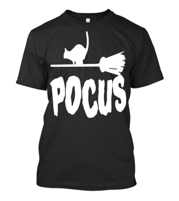 Pocus Black Cat On Broomstick T-Shirt