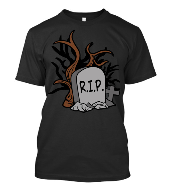 RIP Gravestone Tombstone With Creepy Branches And Cross T-Shirt