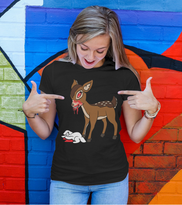 Deercula Halloween Monster Zombie Horror Bloody Vampire Deer T-Shirt