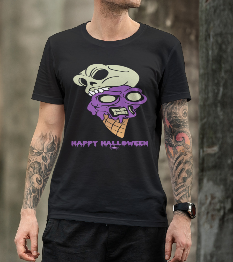 Happy Halloween Ice Cream Monster Zombie Horror T-Shirt