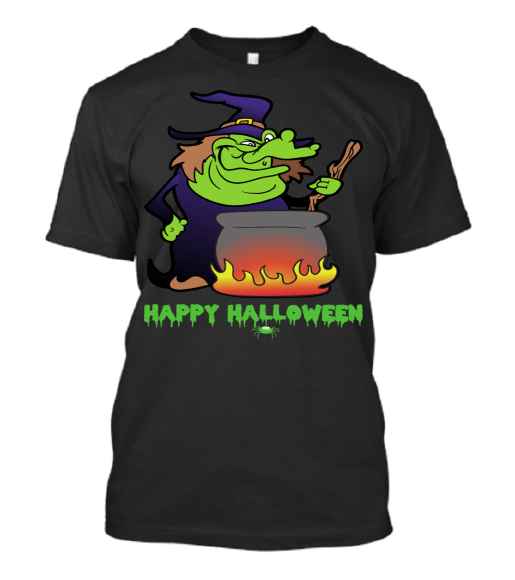 Happy Halloween Witch And Cauldron Trick Or Treat Monster Horror T-Shirt