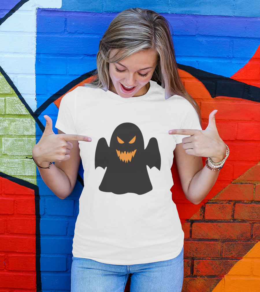 Halloween Ghost With Scary Face For Trick Or Treat T-Shirt