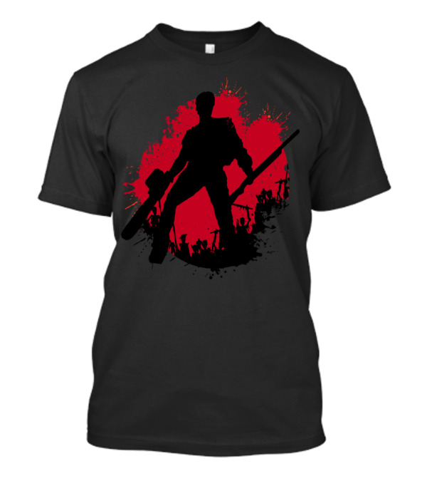 Ash Splash Silhouette Red Circle Chainsaw T-Shirt