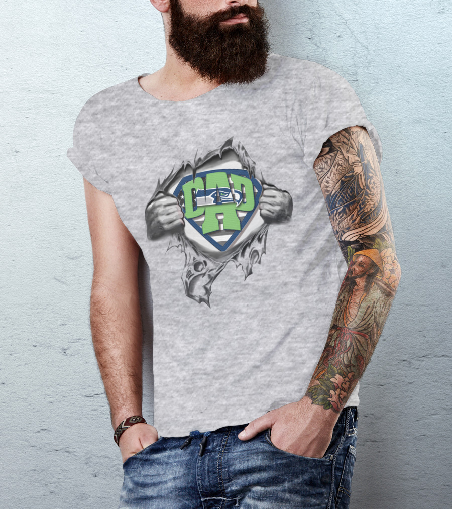 Seattle Seahawks Superdad Logo Rip Superman T-Shirt
