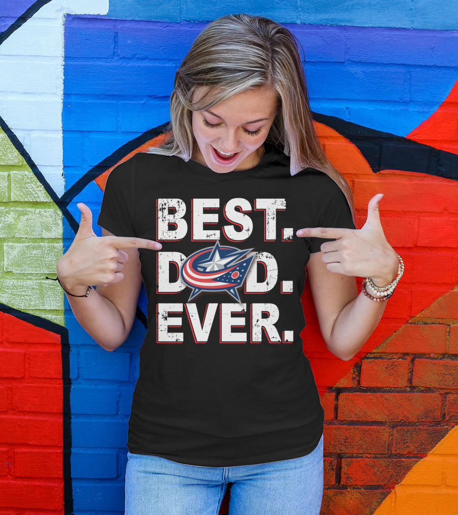 Best Dad Ever Blue Jackets Star T-Shirt