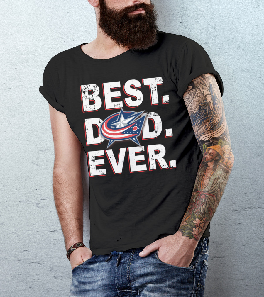 Best Dad Ever Blue Jackets Star T-Shirt