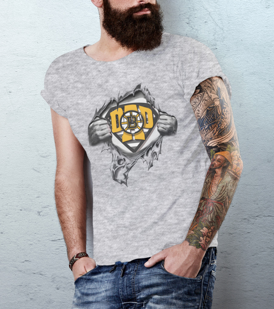 Boston Bruins Superdad Logo Rip T-Shirt