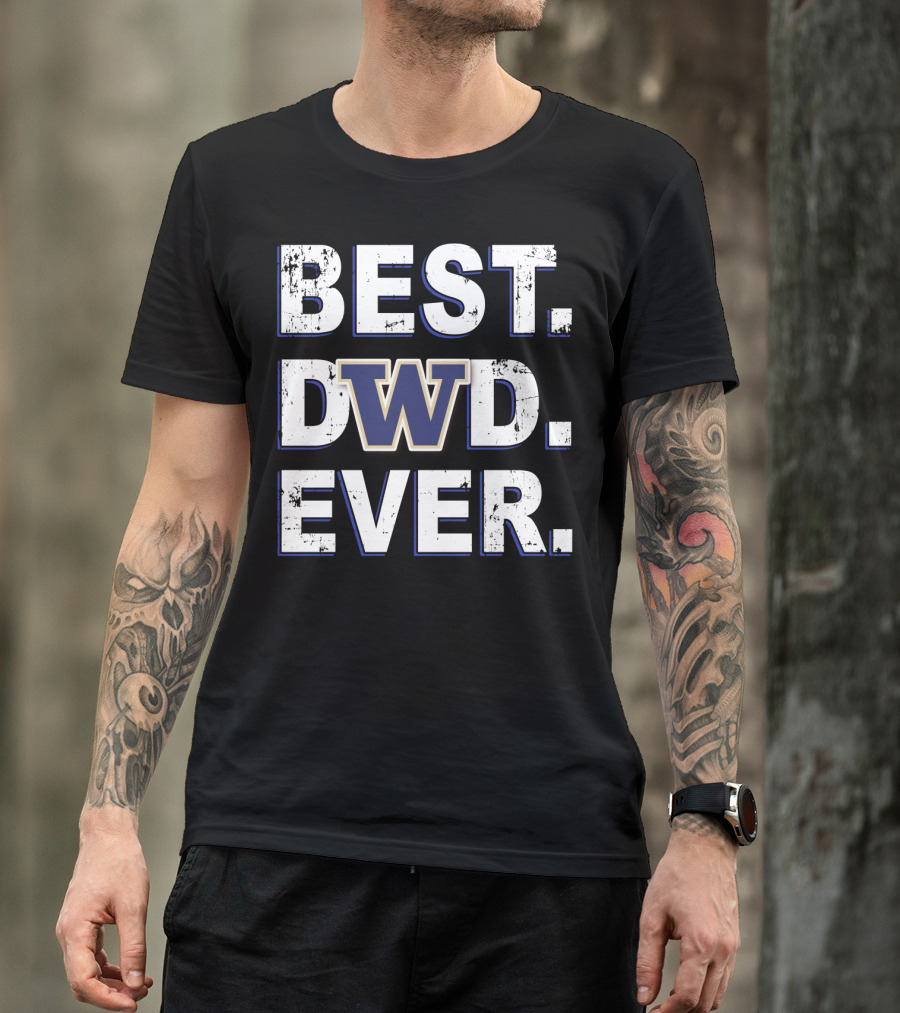 Best Dad Ever Washington Huskies Block Letters T-Shirt