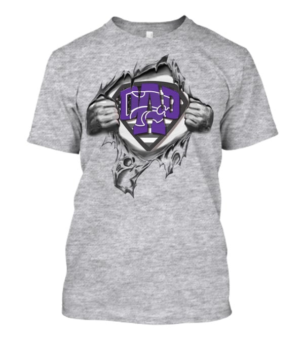 Superdad Kansas State Wildcats Logo Dad Torn Shield T-Shirt