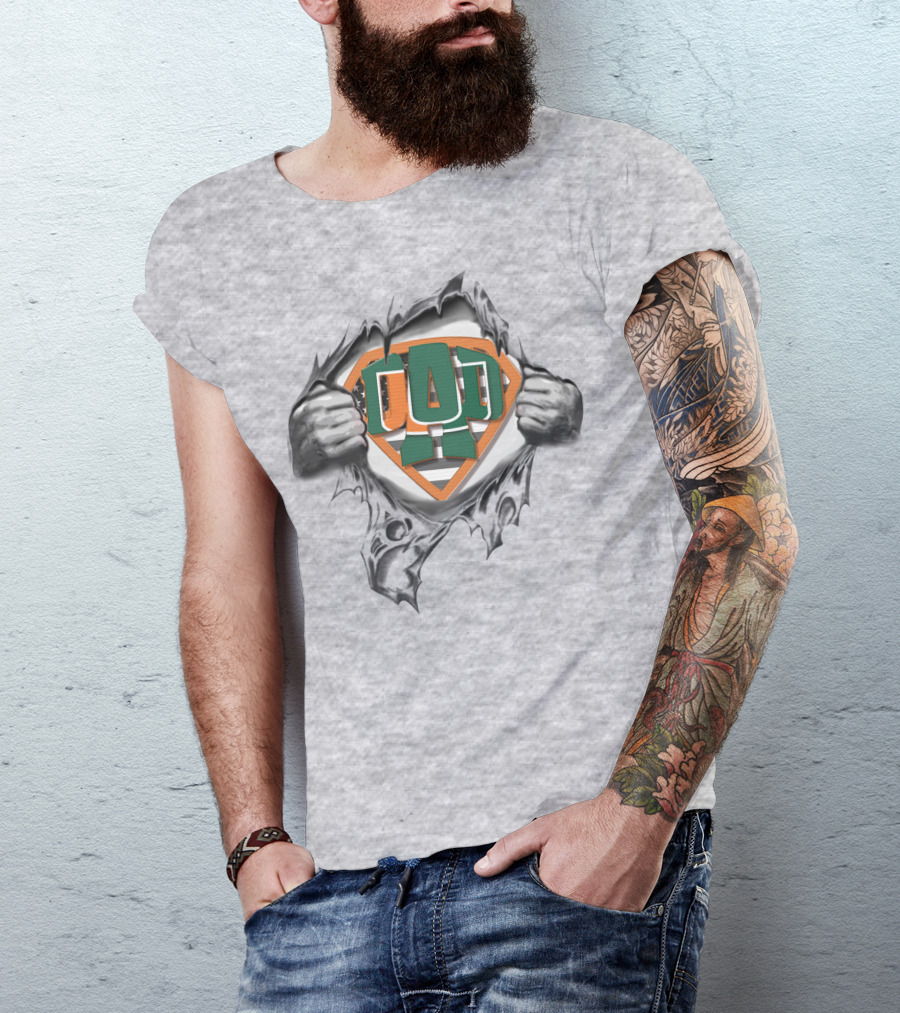 Superdad Miami Hurricanes Logo Chest Ripping T-Shirt
