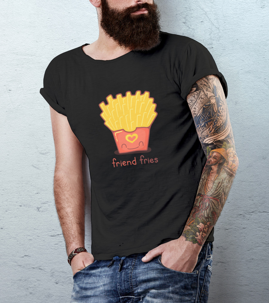 Friend Fries Cute Fry Pun With Smiling Fry Box And Heart T-Shirt