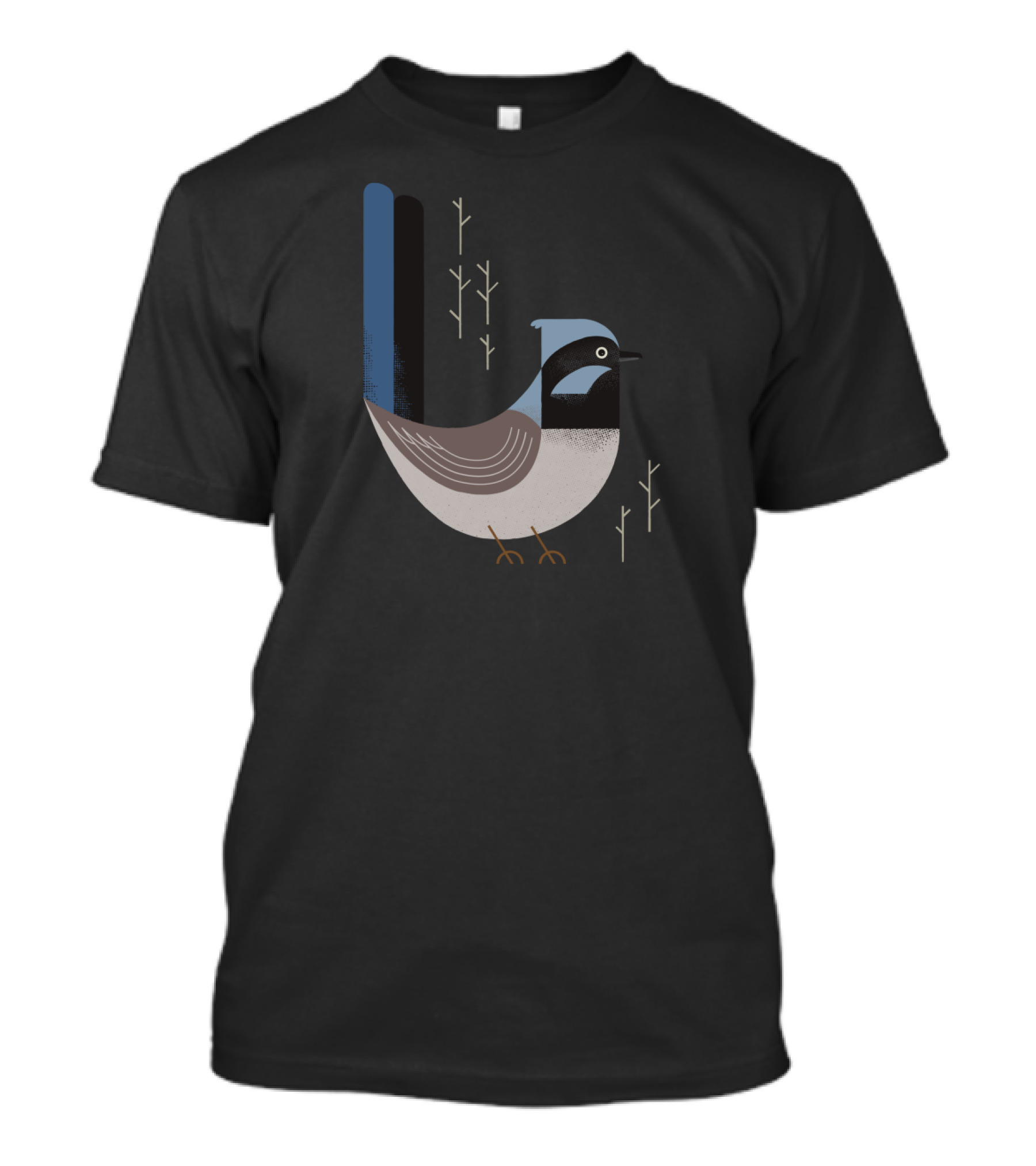 Superb Fairywren Graphic With Minimalist Botanical Accents T-Shirt