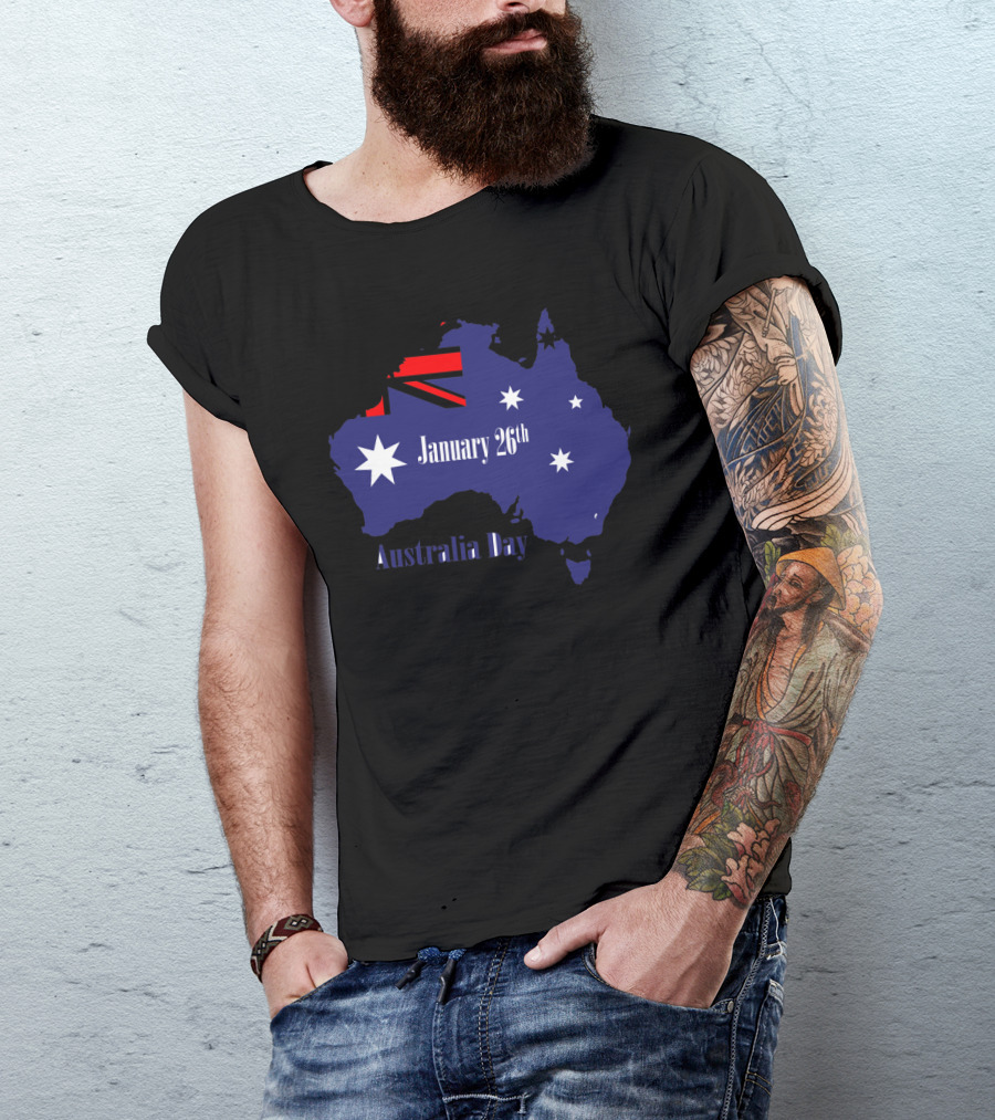 January 26th Australia Day Map With Southern Cross And Flag T-Shirt