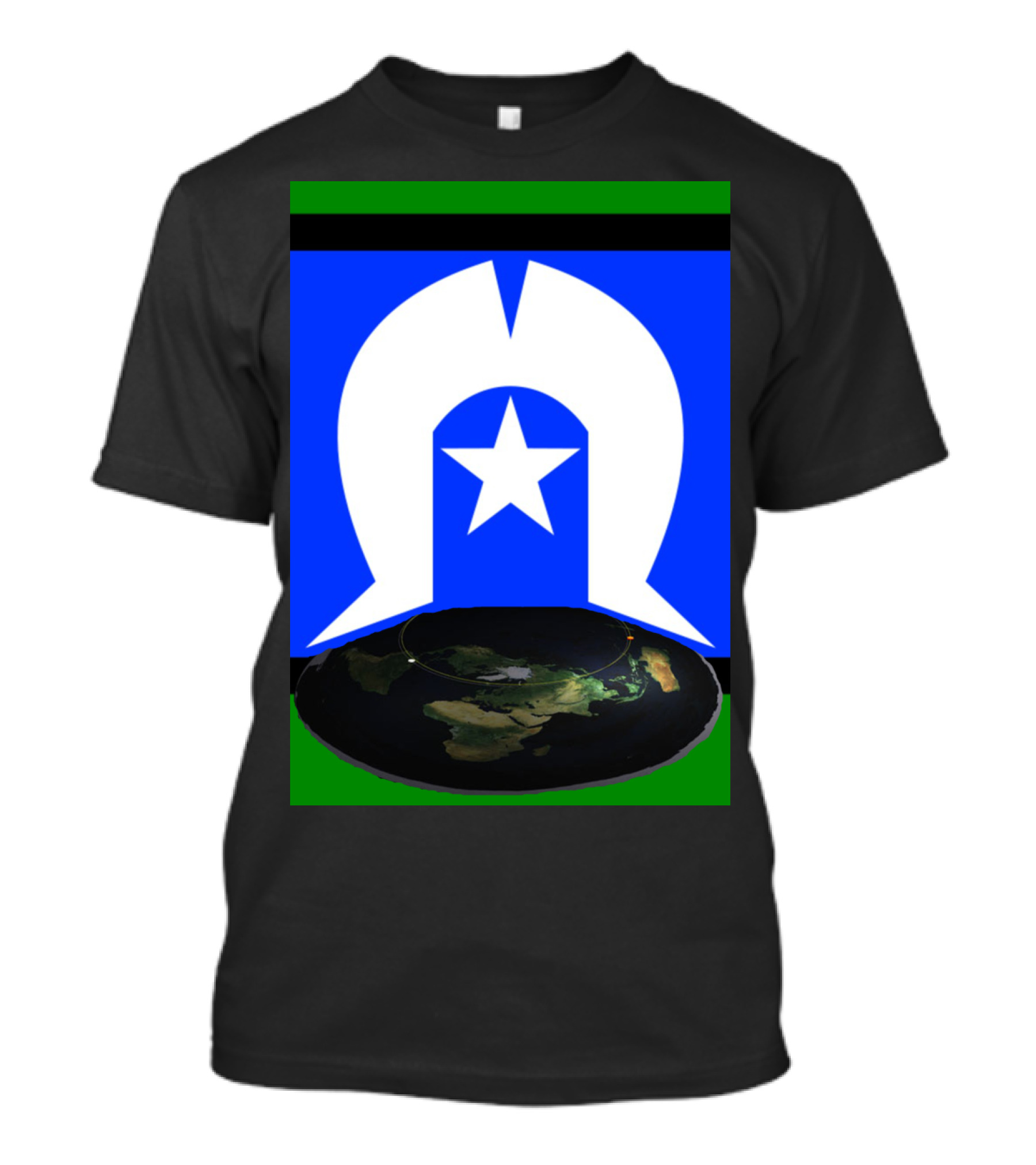 Torres Strait Flag Star And Flat Earth Dome Concept T-Shirt