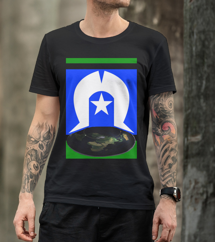 Torres Strait Flag Star And Flat Earth Dome Concept T-Shirt