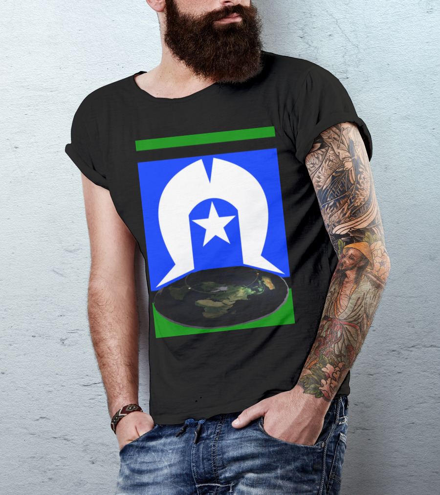Torres Strait Flag Star And Flat Earth Dome Concept T-Shirt