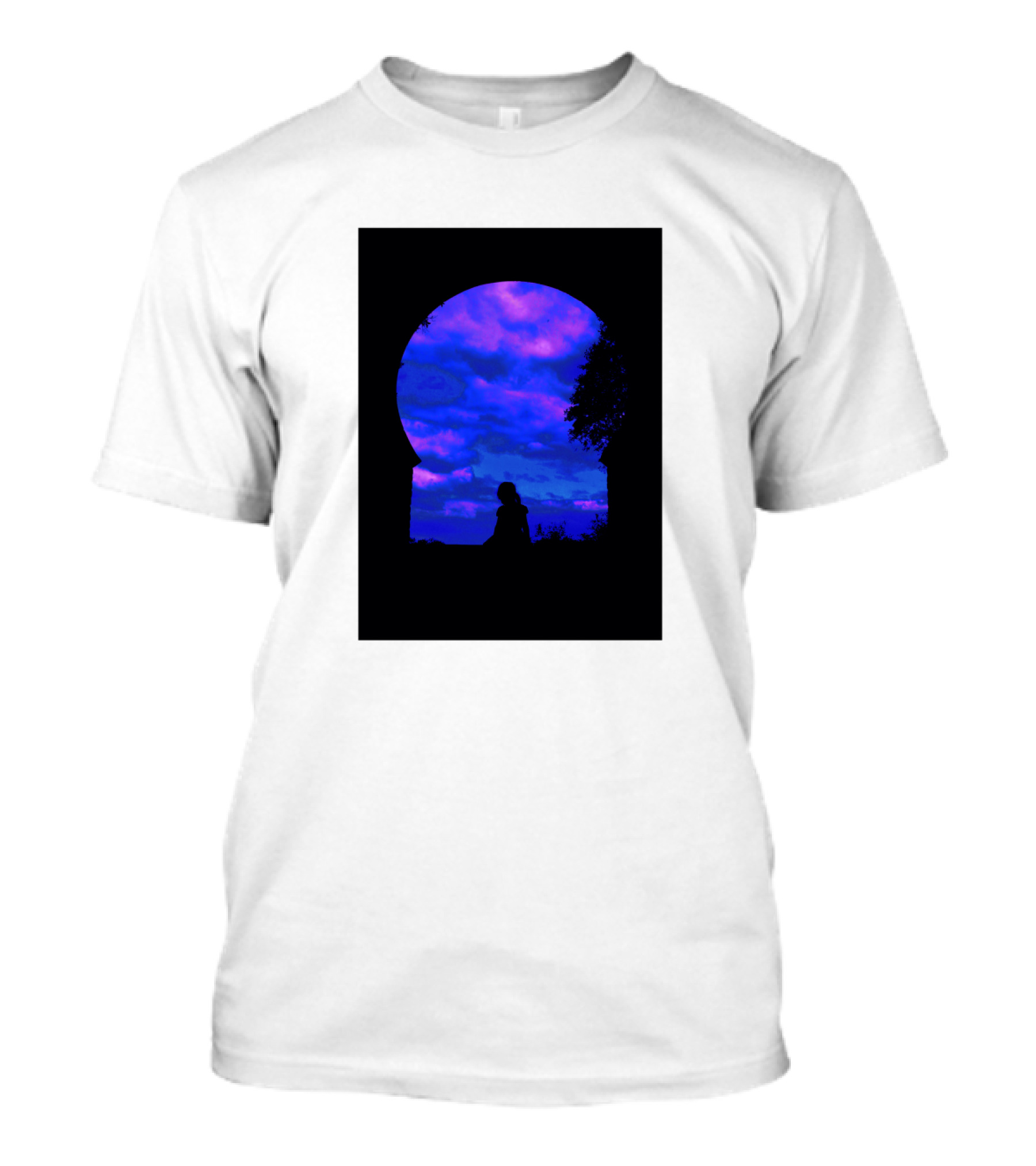 Keyhole Silhouette Against Vibrant Blue And Purple Sky T-Shirt