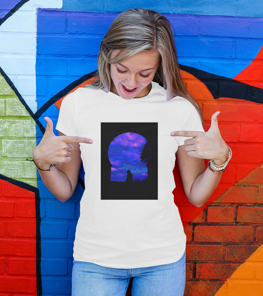 Keyhole Silhouette Against Vibrant Blue And Purple Sky T-Shirt