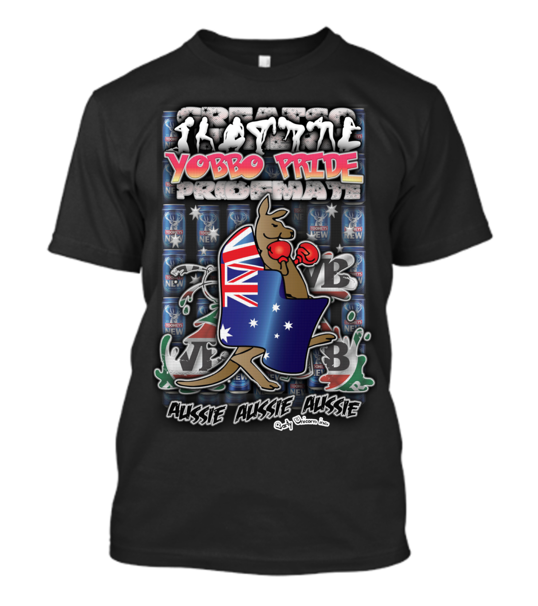 Aussie Yobbo Pride Boxing Kangaroo With Classic Pride Mates Aussie Aussie Vibes T-Shirt