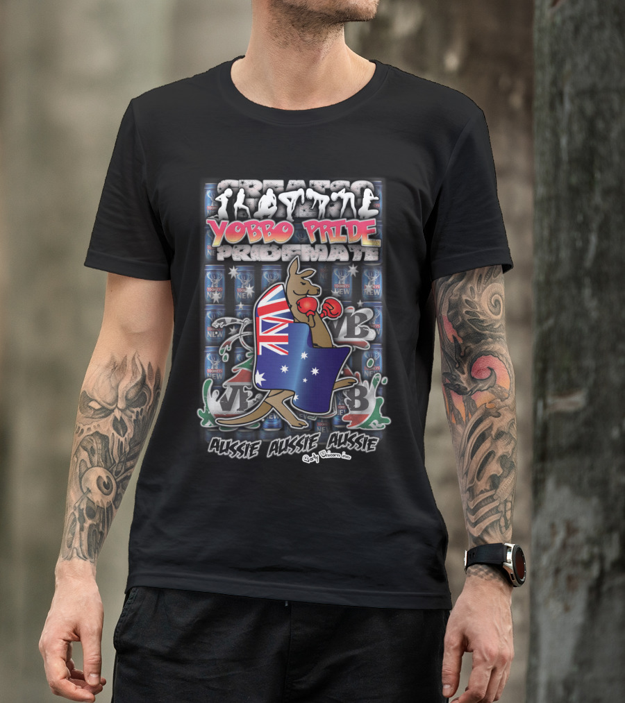 Aussie Yobbo Pride Boxing Kangaroo With Classic Pride Mates Aussie Aussie Vibes T-Shirt