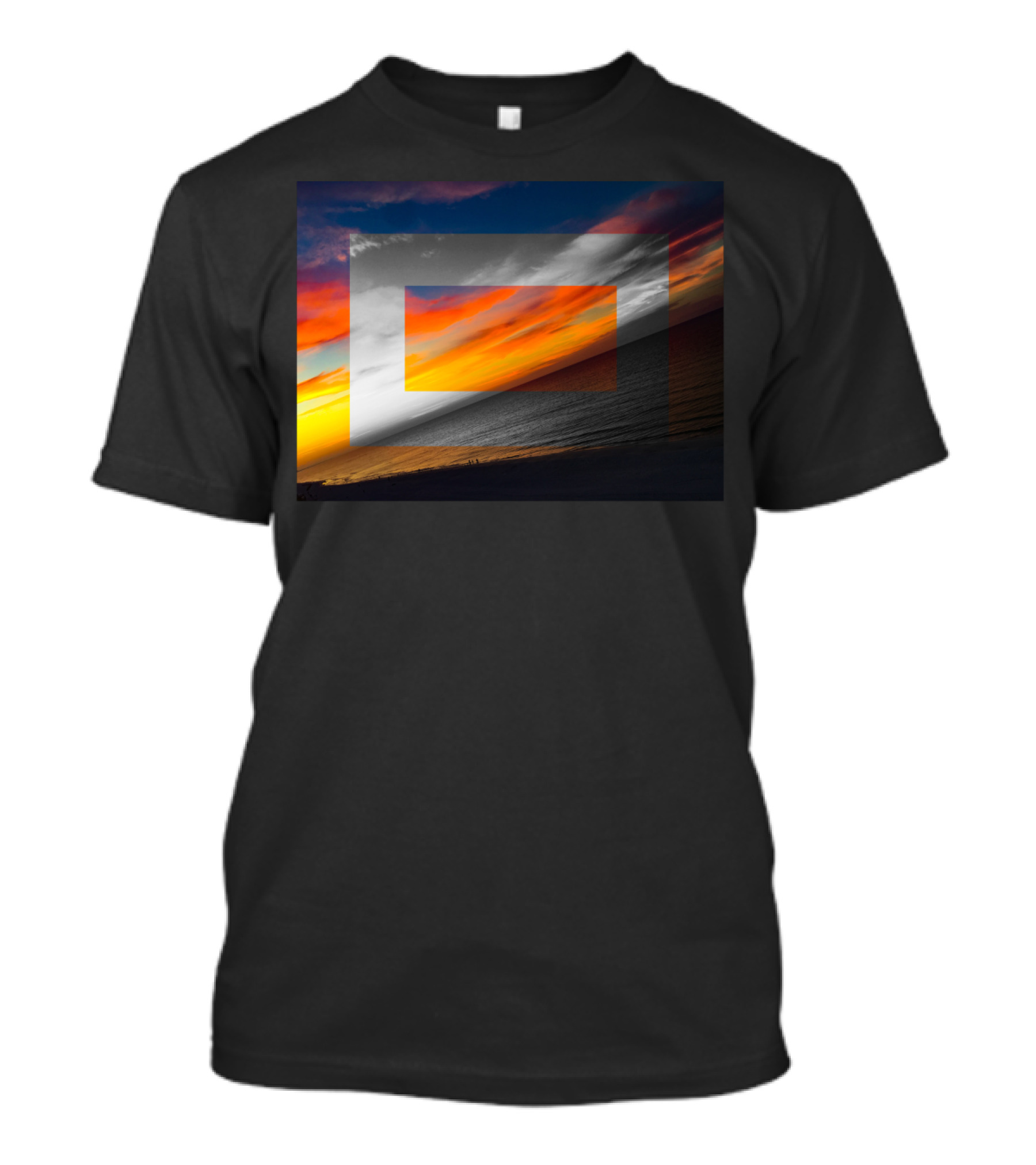 Destinscape 001 Sunset Horizon Geometric Layers Visual Effect T-Shirt