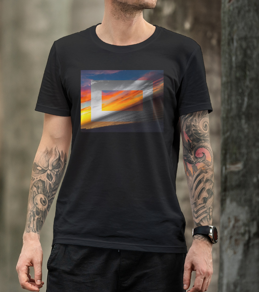 Destinscape 001 Sunset Horizon Geometric Layers Visual Effect T-Shirt