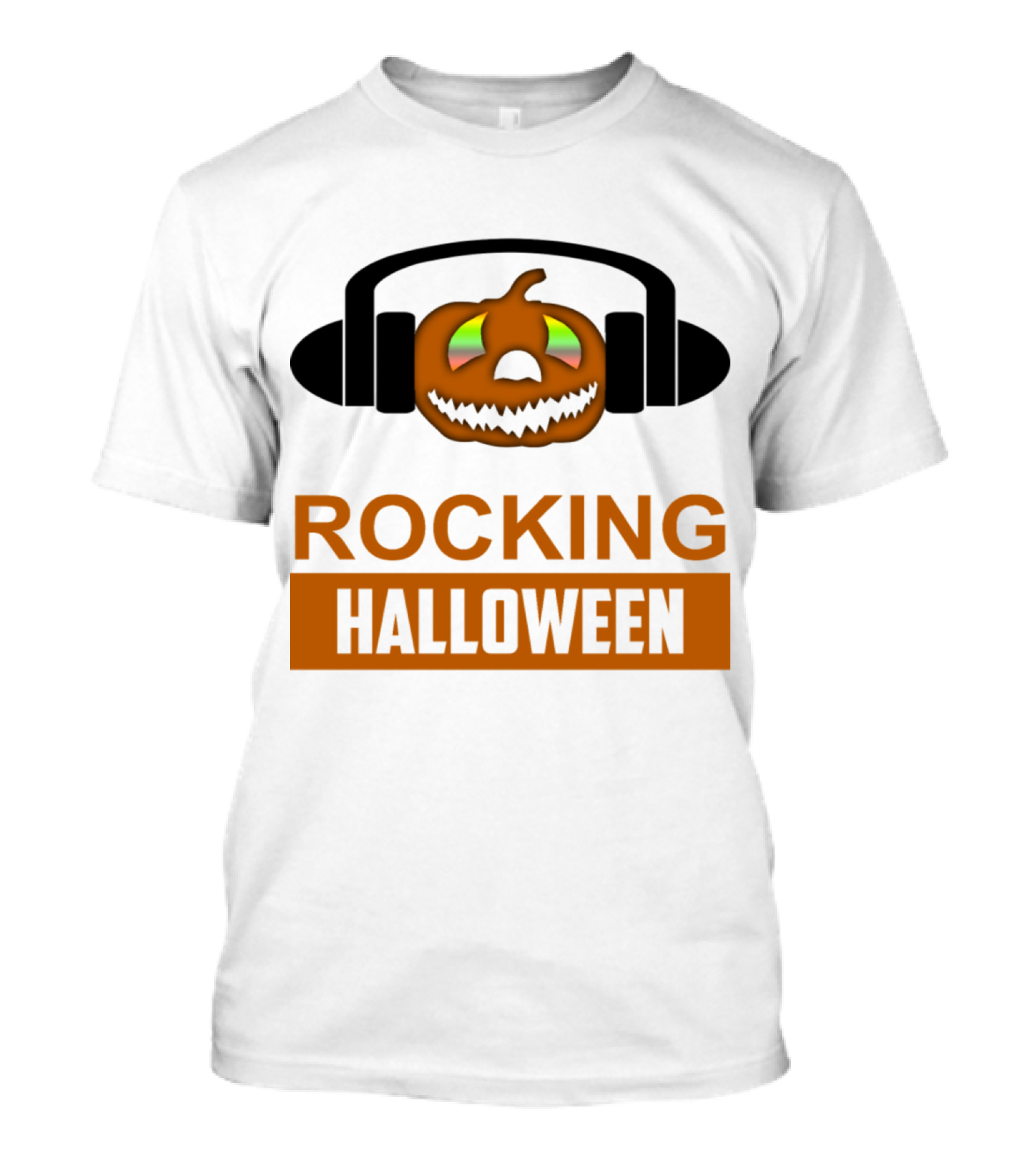 Rocking Halloween Pumpkin With Headphones And Music Vibes T-Shirt