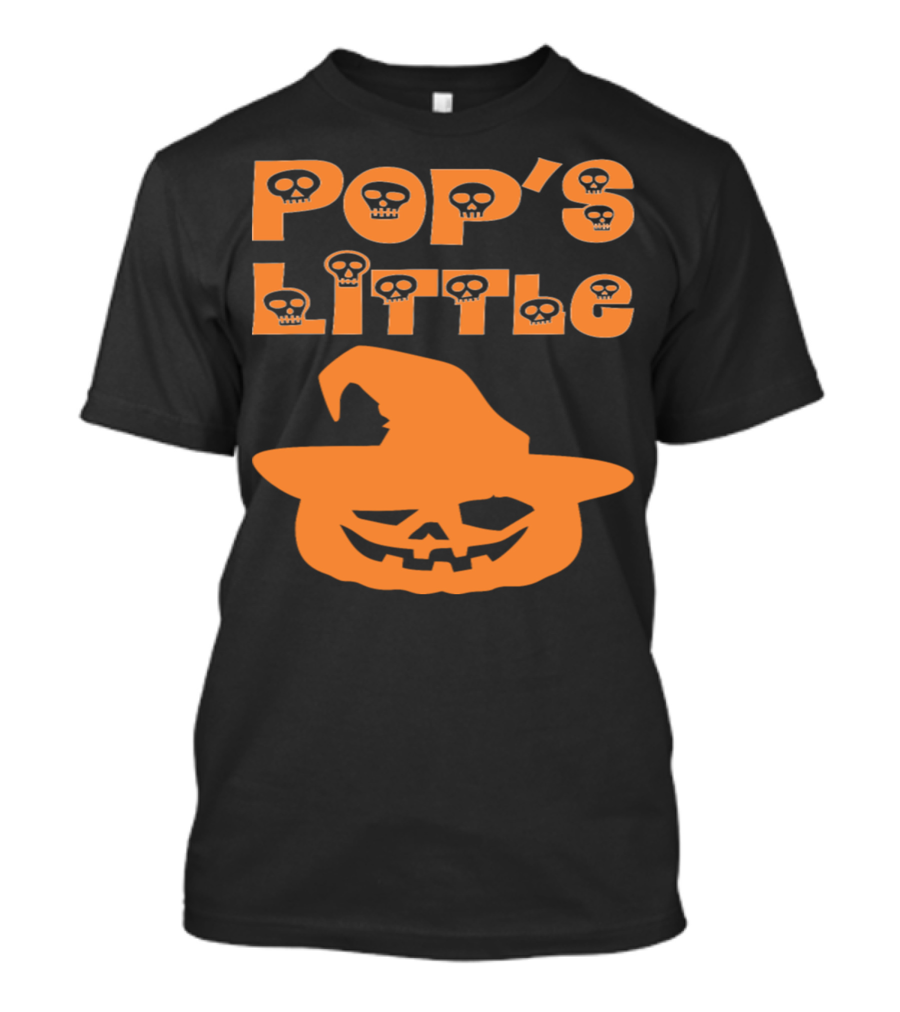 Pop's Little Pumpkin Skull Text Halloween Jack-O'-Lantern Hat T-Shirt