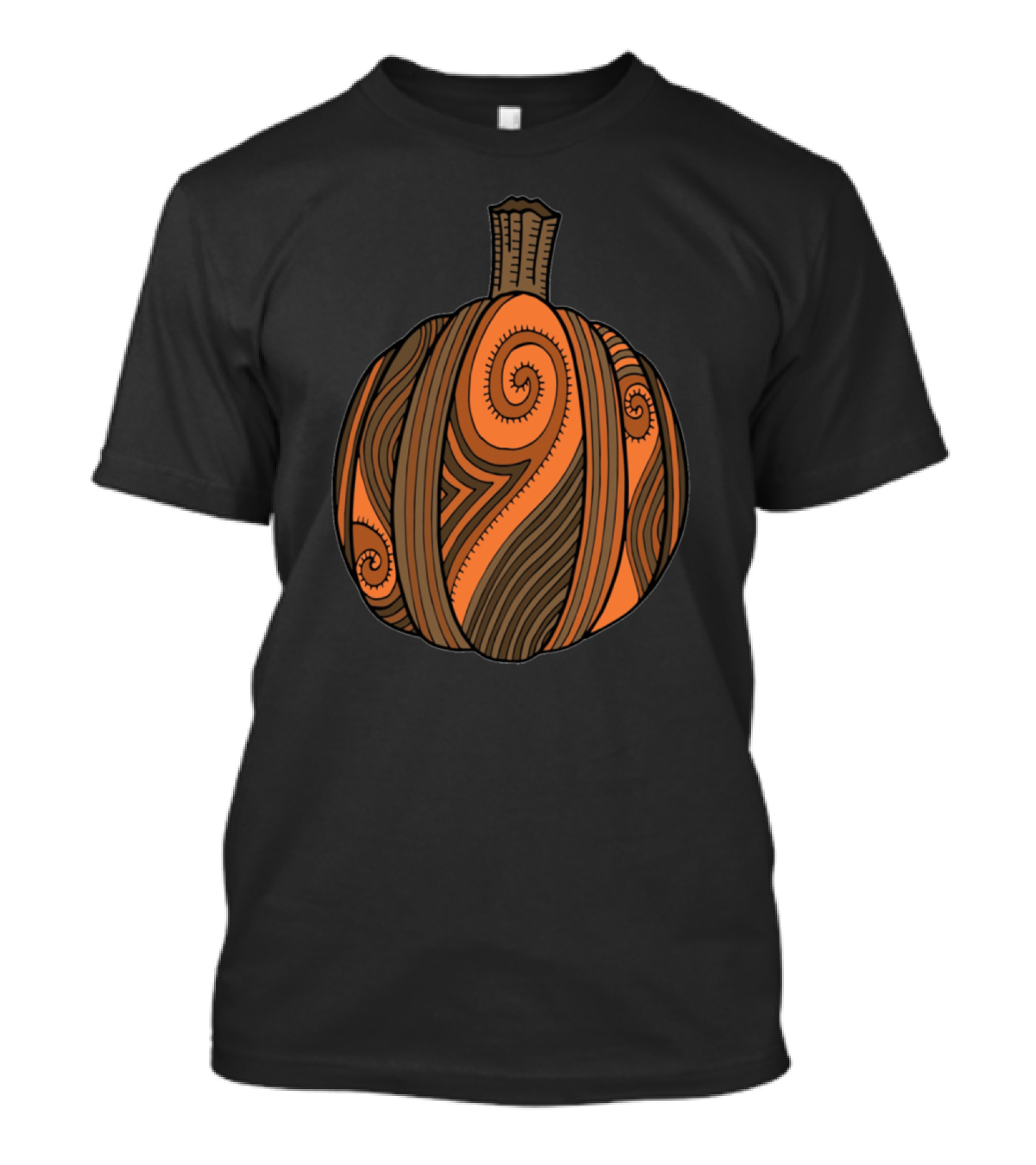 Pumpkin Swirl Pattern Brown And Orange T-Shirt