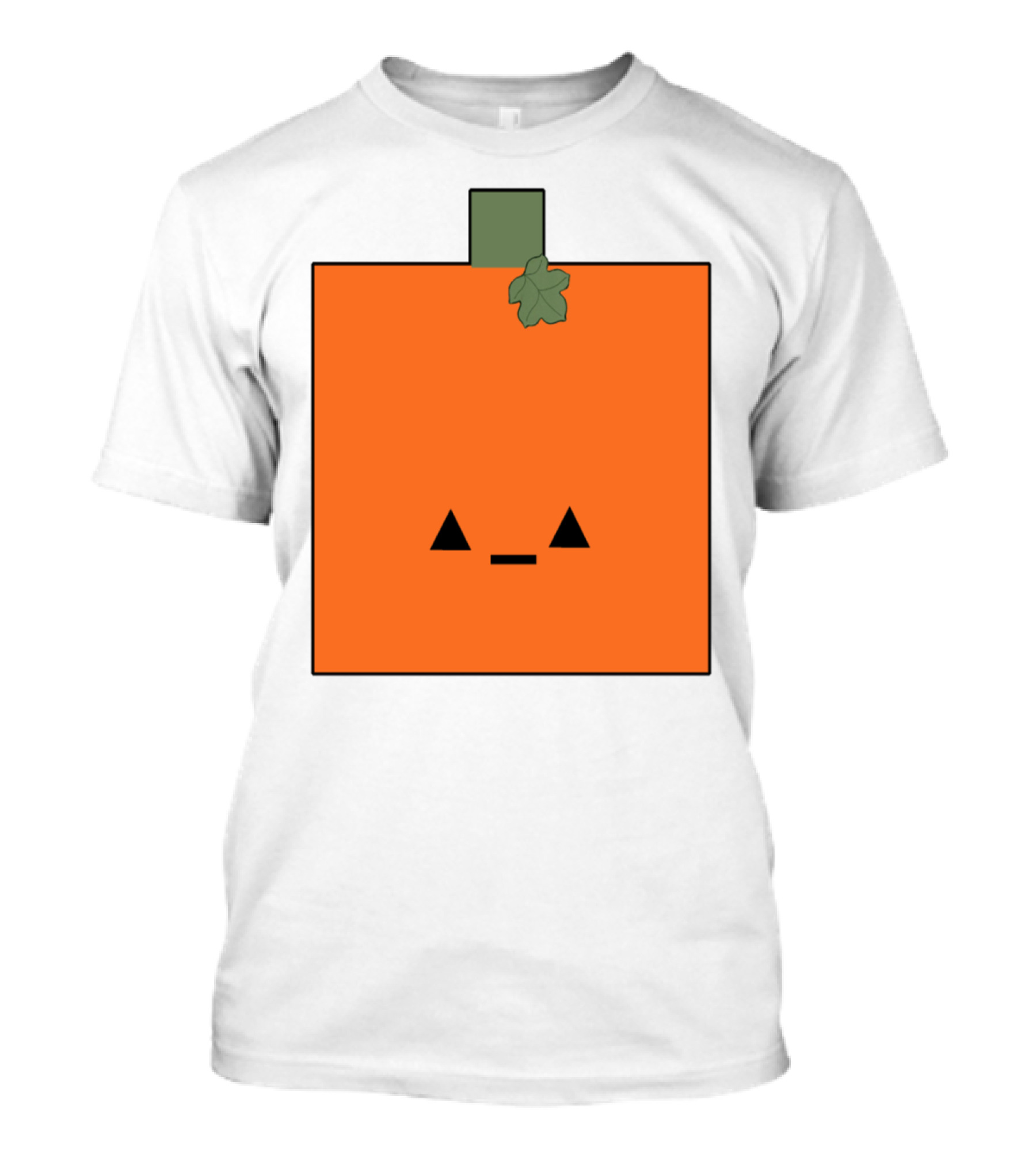 Kawaii Pumpkin Square Face With Leaf T-Shirt
