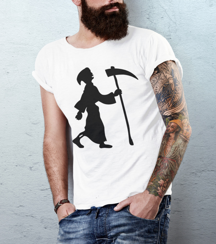 Skeleton Death Hiking With Scythe T-Shirt