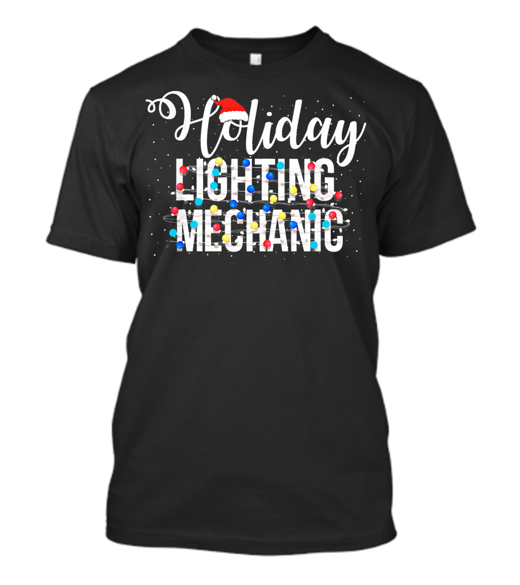 Holiday Lighting Mechanic Santa Hat Christm...T-Shirt 