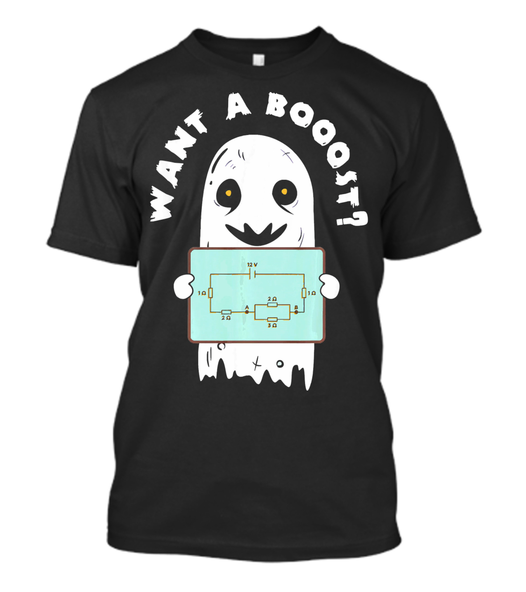 Want A Booost Ghost With Electrical Circuit Halloween Electrical Engineer T-Shirt