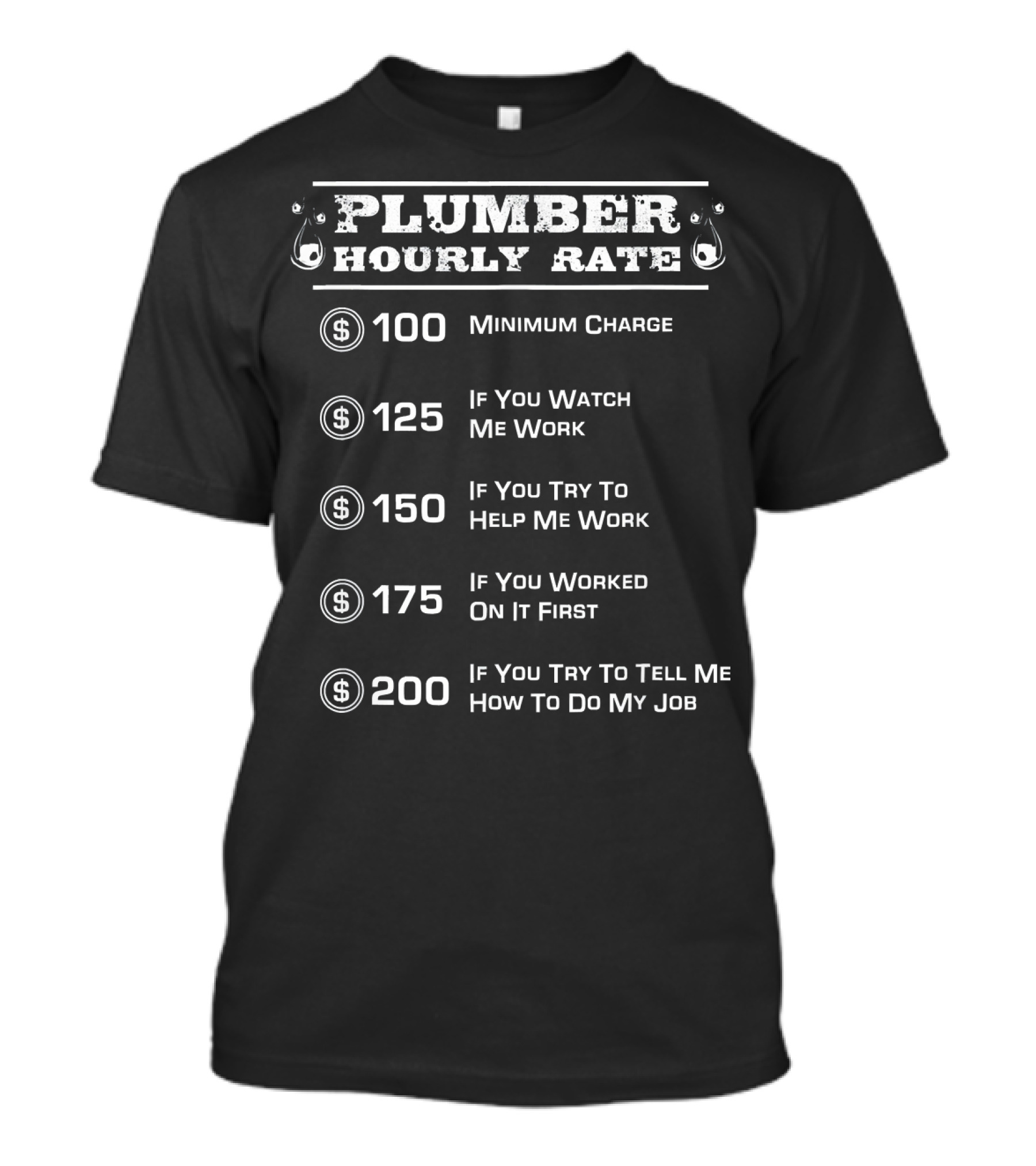Plumber Hourly Rate Minimum Charge Watch Help Worked Tell Me Pricing Chart T-Shirt