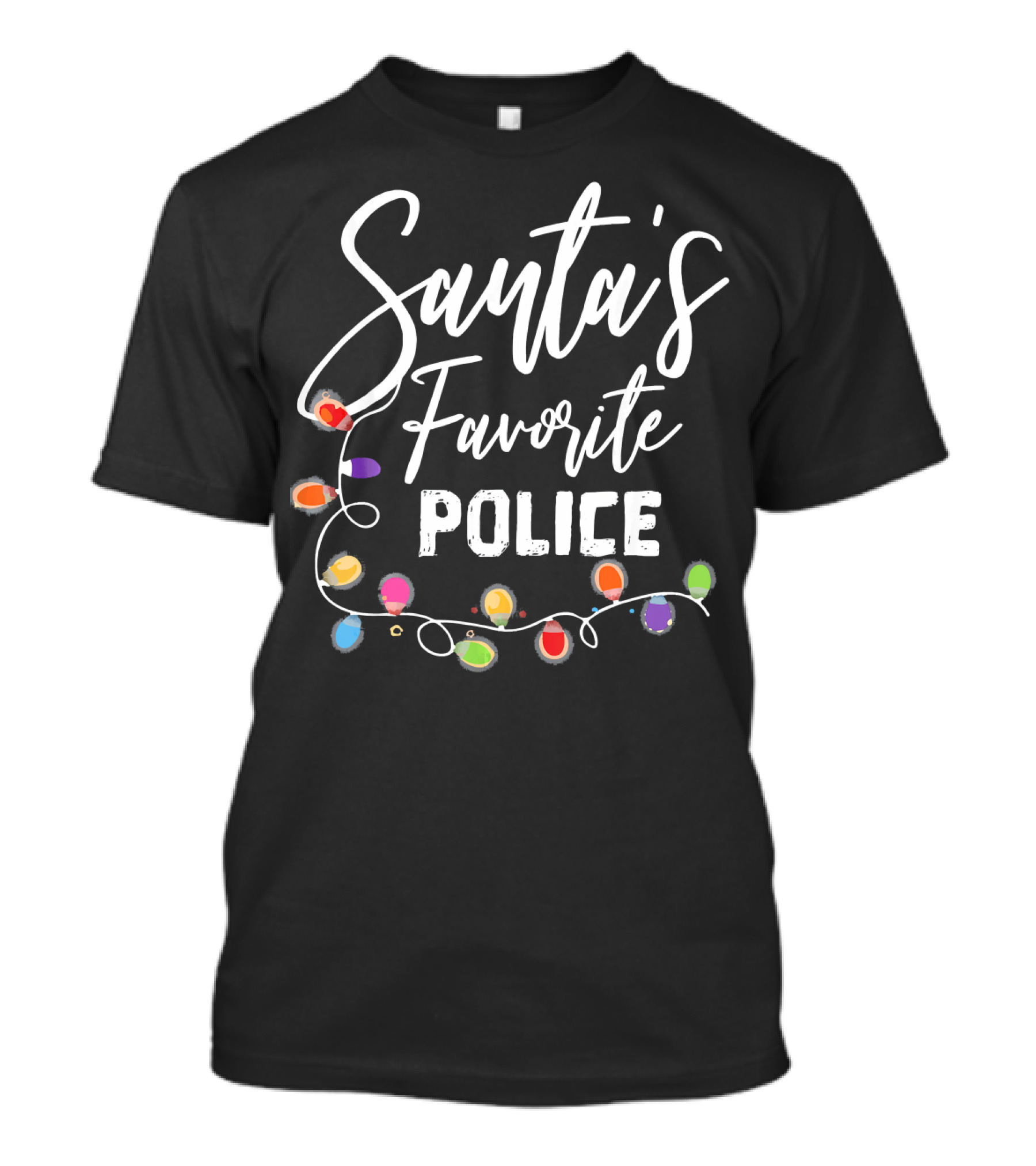 Santa's Favorite Police Christmas Lights T-Shirt