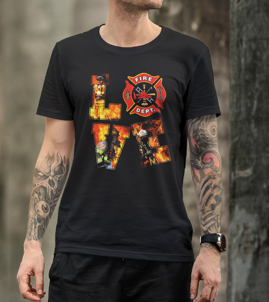 LOVE Firefighter Fire Dept Thanksgiving Day T-Shirt
