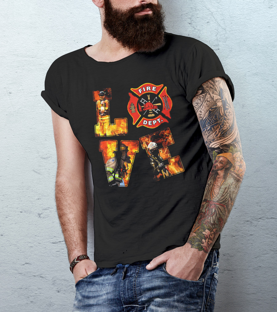 LOVE Firefighter Fire Dept Thanksgiving Day T-Shirt