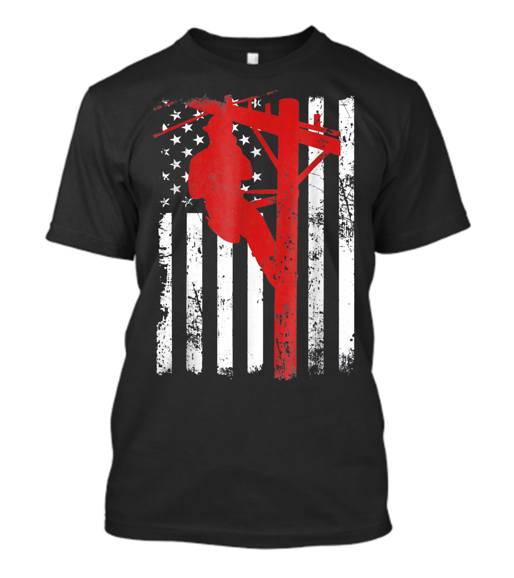 Lineman American Flag USA Patriot T-Shirt