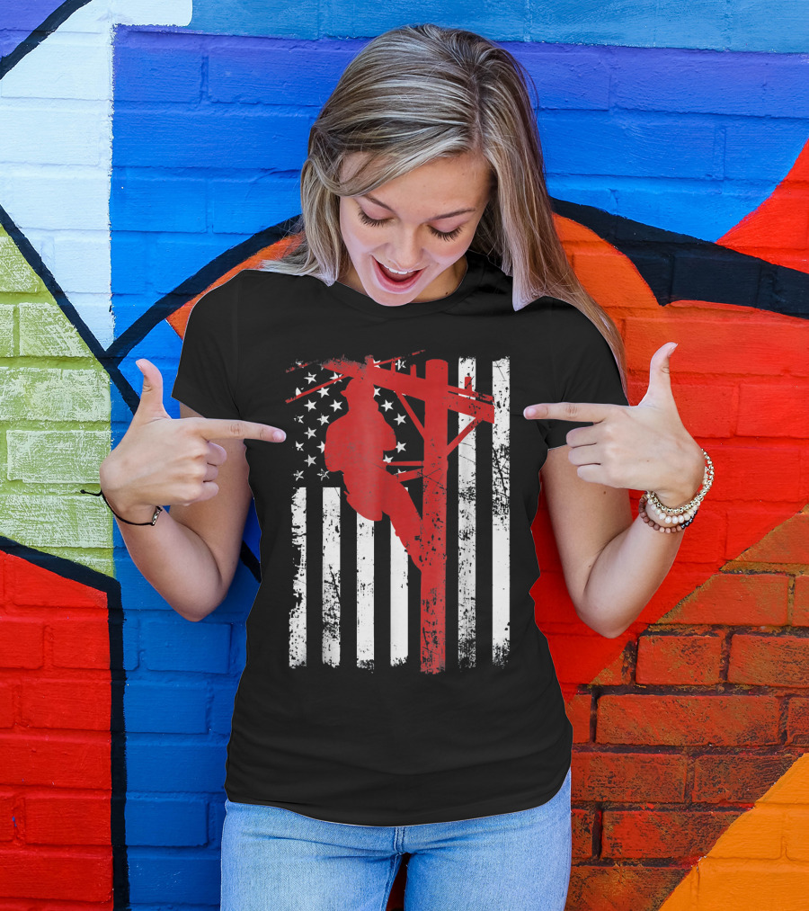 Lineman American Flag USA Patriot T-Shirt