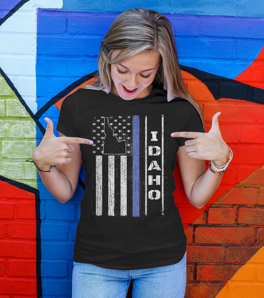 Idaho Stars Stripes Thin Blue Line Police Week T-Shirt